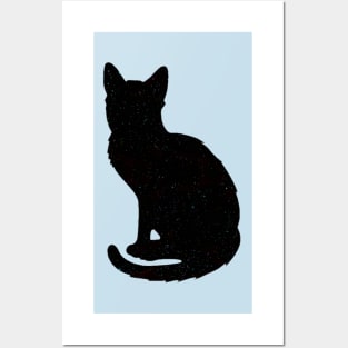 Lightly Speckled Black Cat Silhouette Posters and Art